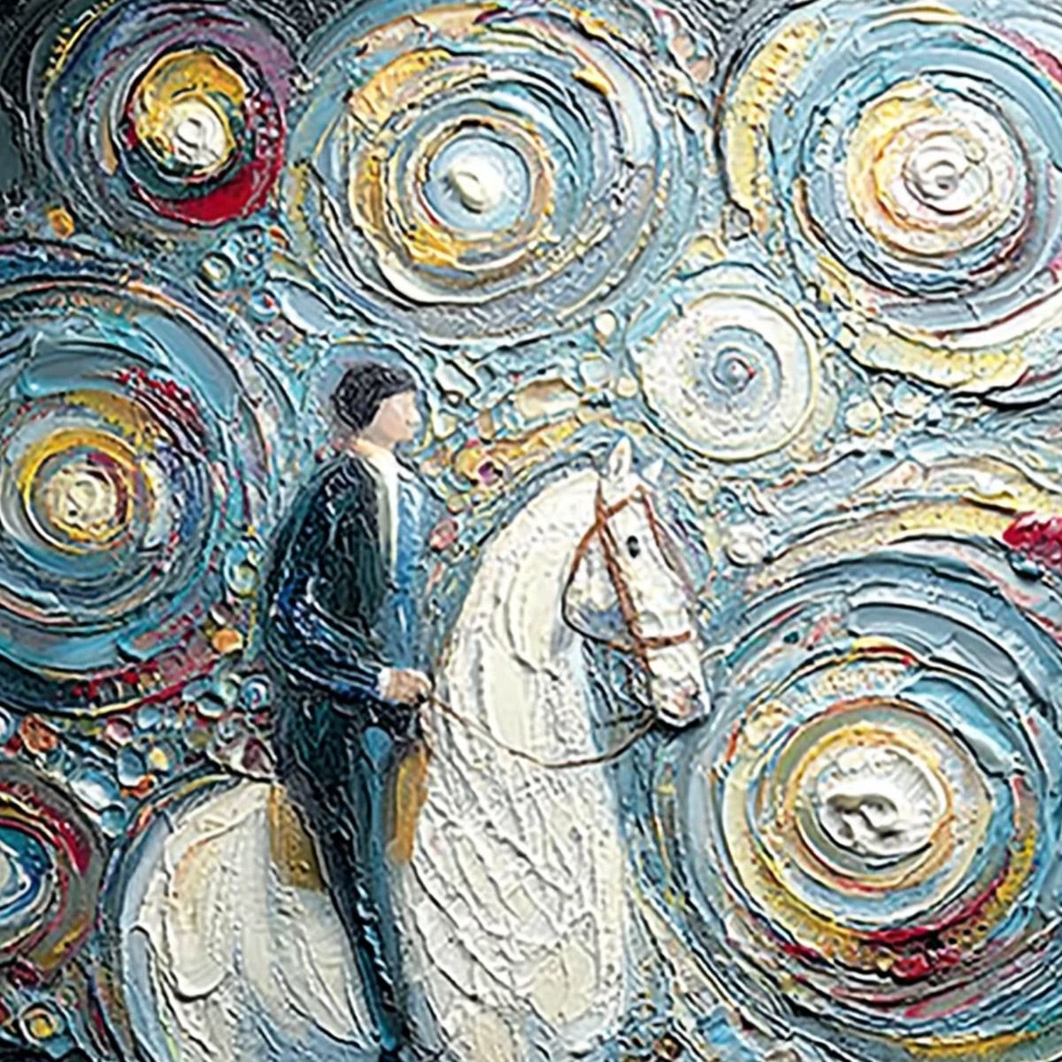 CELESTIAL JOURNEY: Textured Impasto Painting of a Rider - Image 3