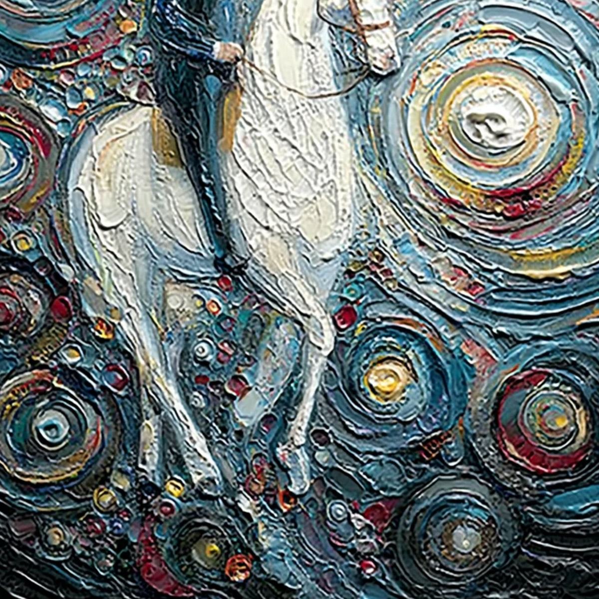 CELESTIAL JOURNEY: Textured Impasto Painting of a Rider - Image 5