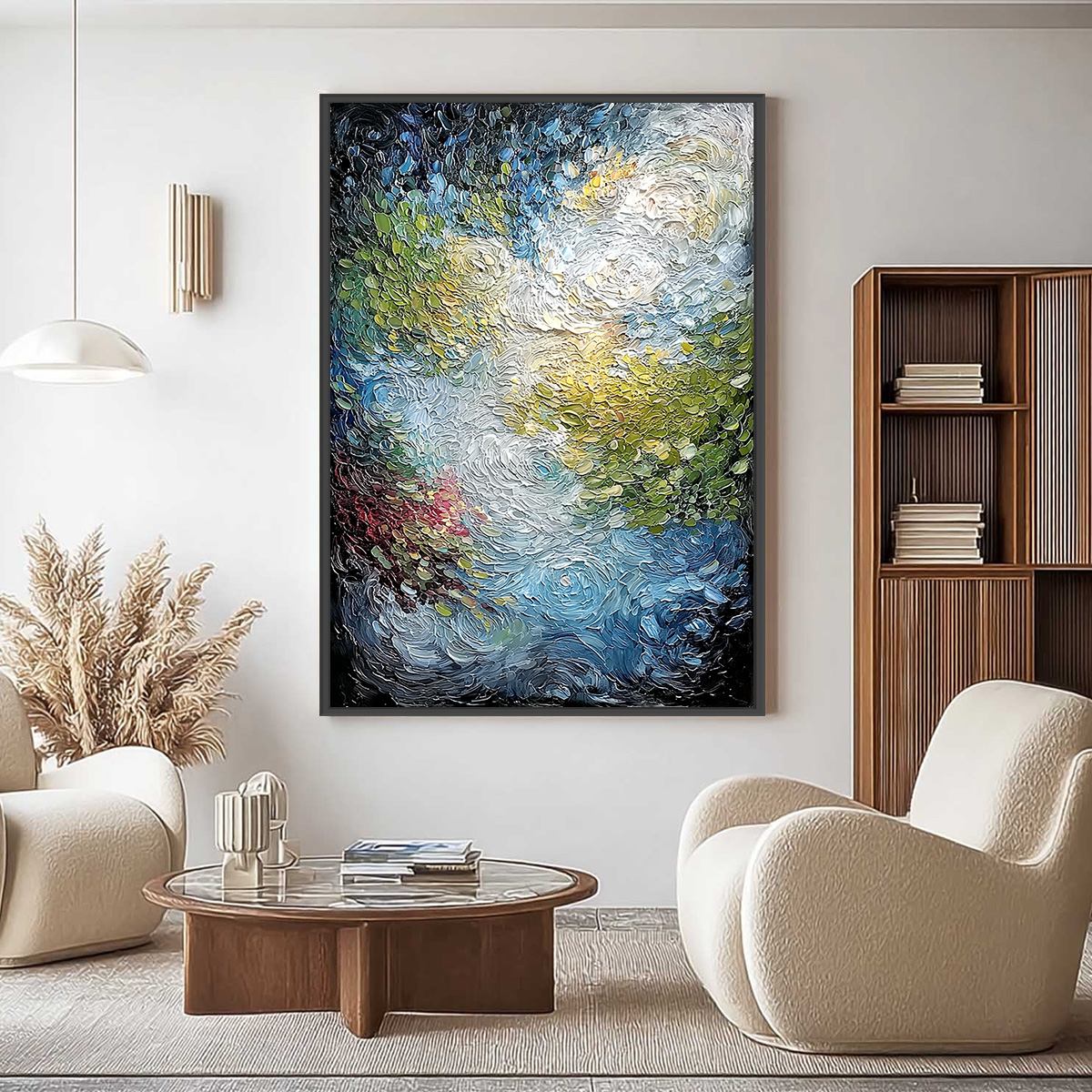 CELESTIAL POND: Heavily Textured Abstract Impasto Oil Painting - Image 2