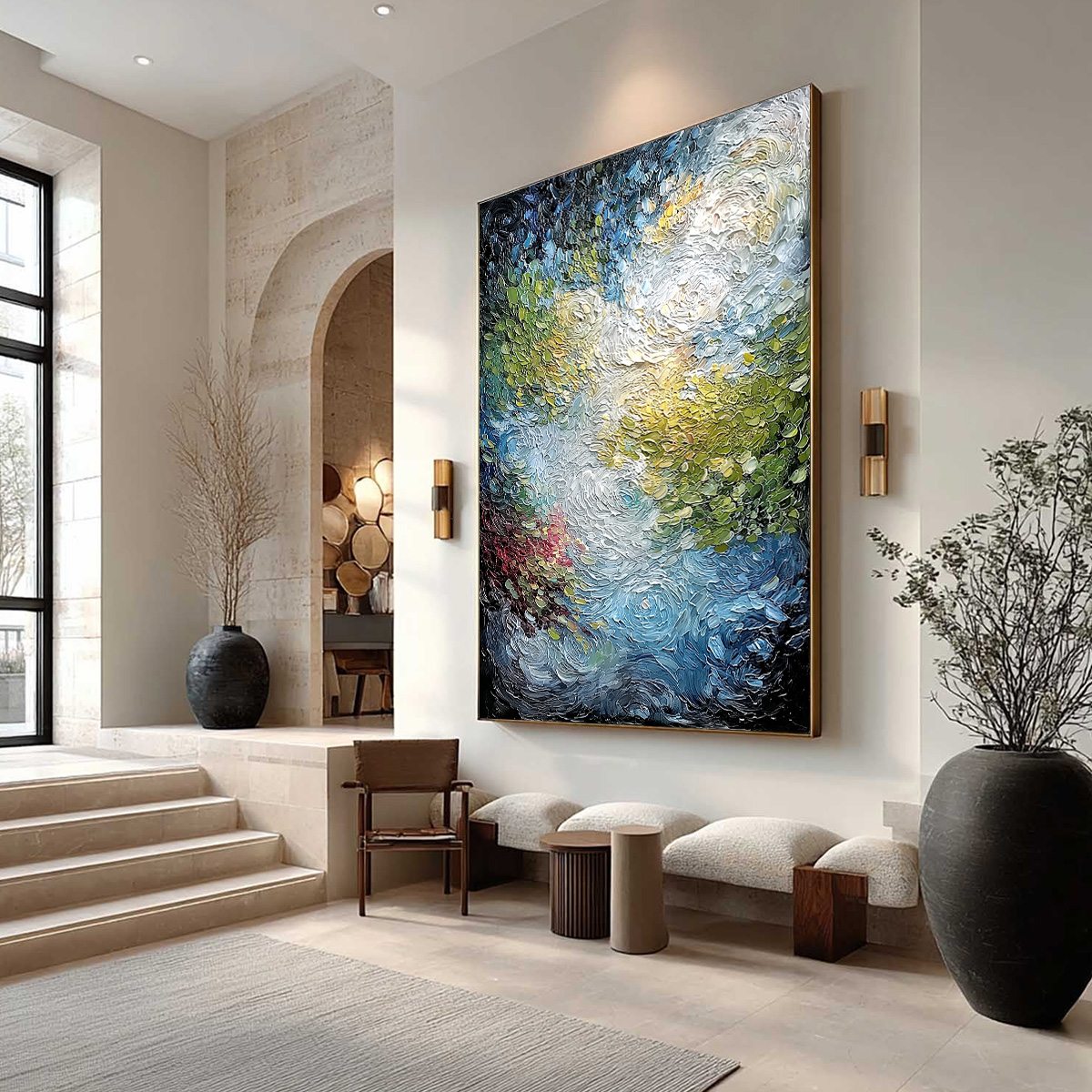 CELESTIAL POND: Heavily Textured Abstract Impasto Oil Painting - Image 7