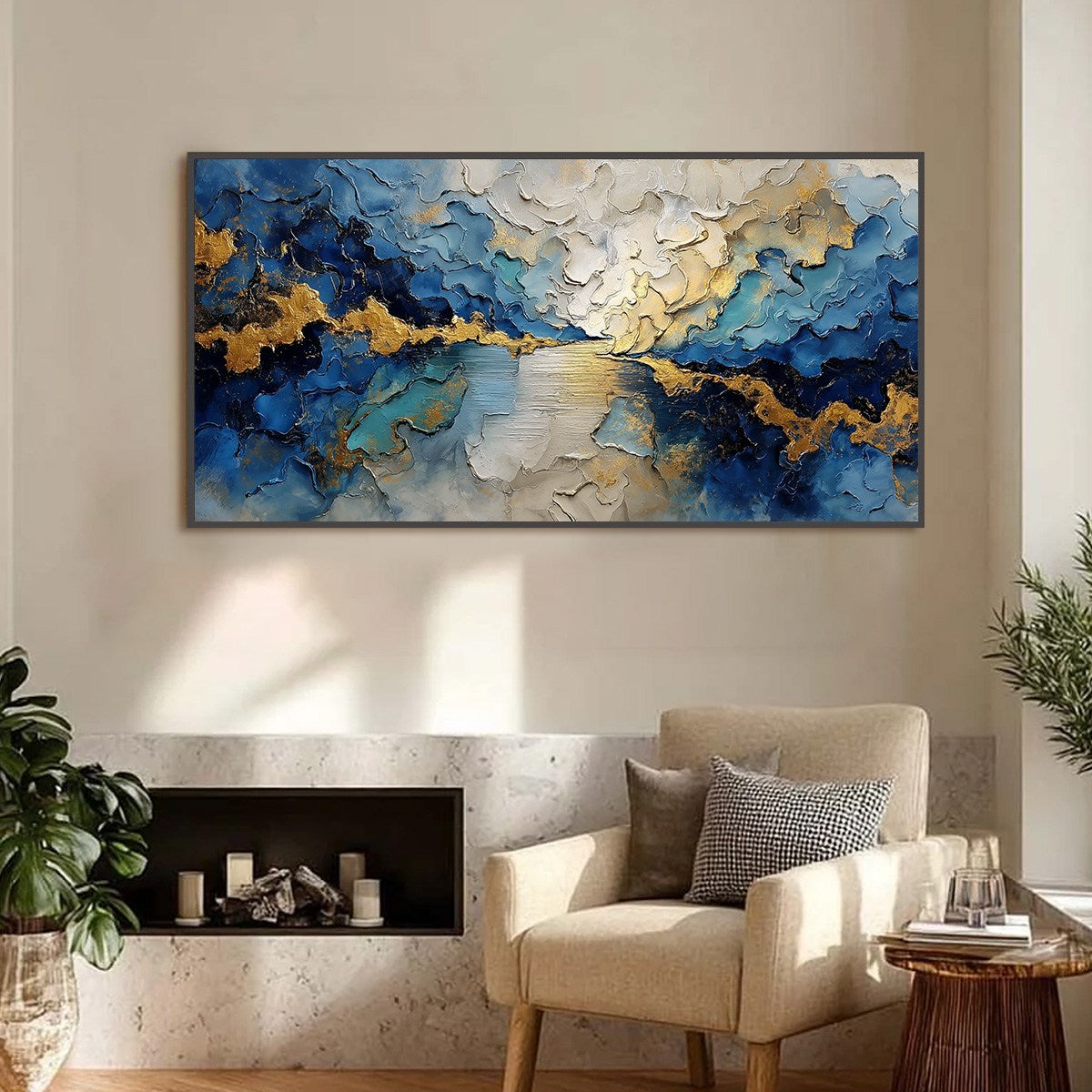 CELESTIAL SHORE: Heavily Textured Abstract Seascape Painting - Image 2