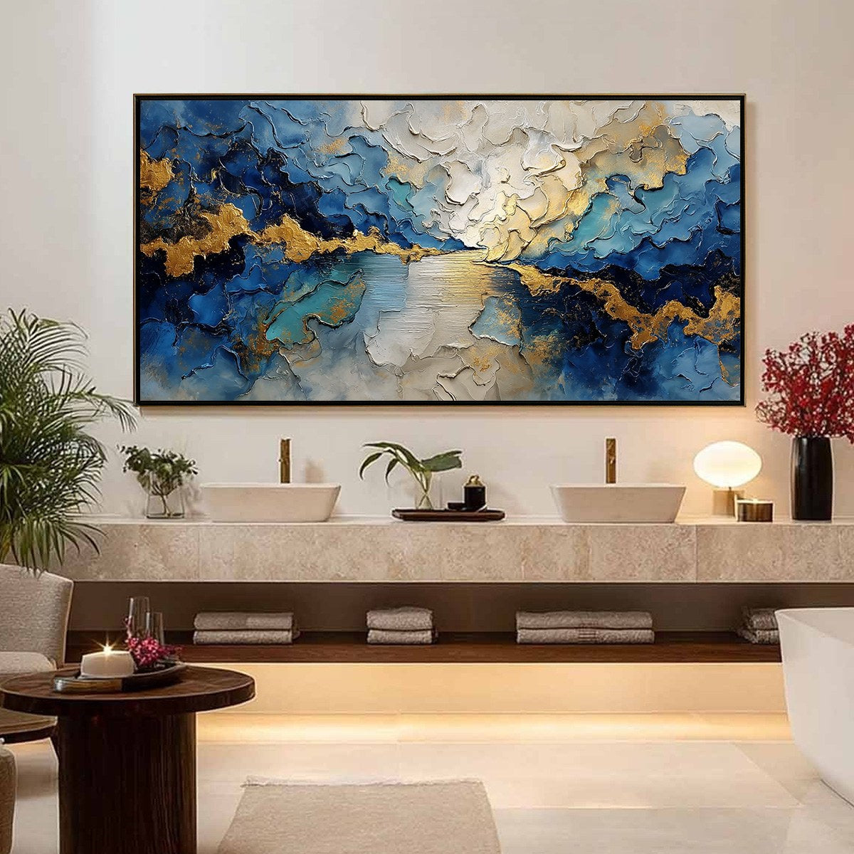 CELESTIAL SHORE: Heavily Textured Abstract Seascape Painting - Image 4