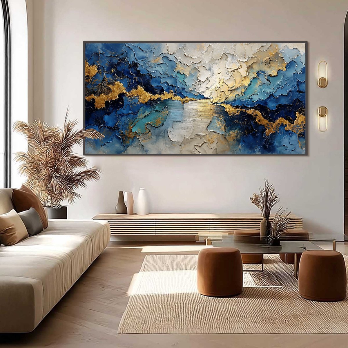 CELESTIAL SHORE: Heavily Textured Abstract Seascape Painting - Image 6