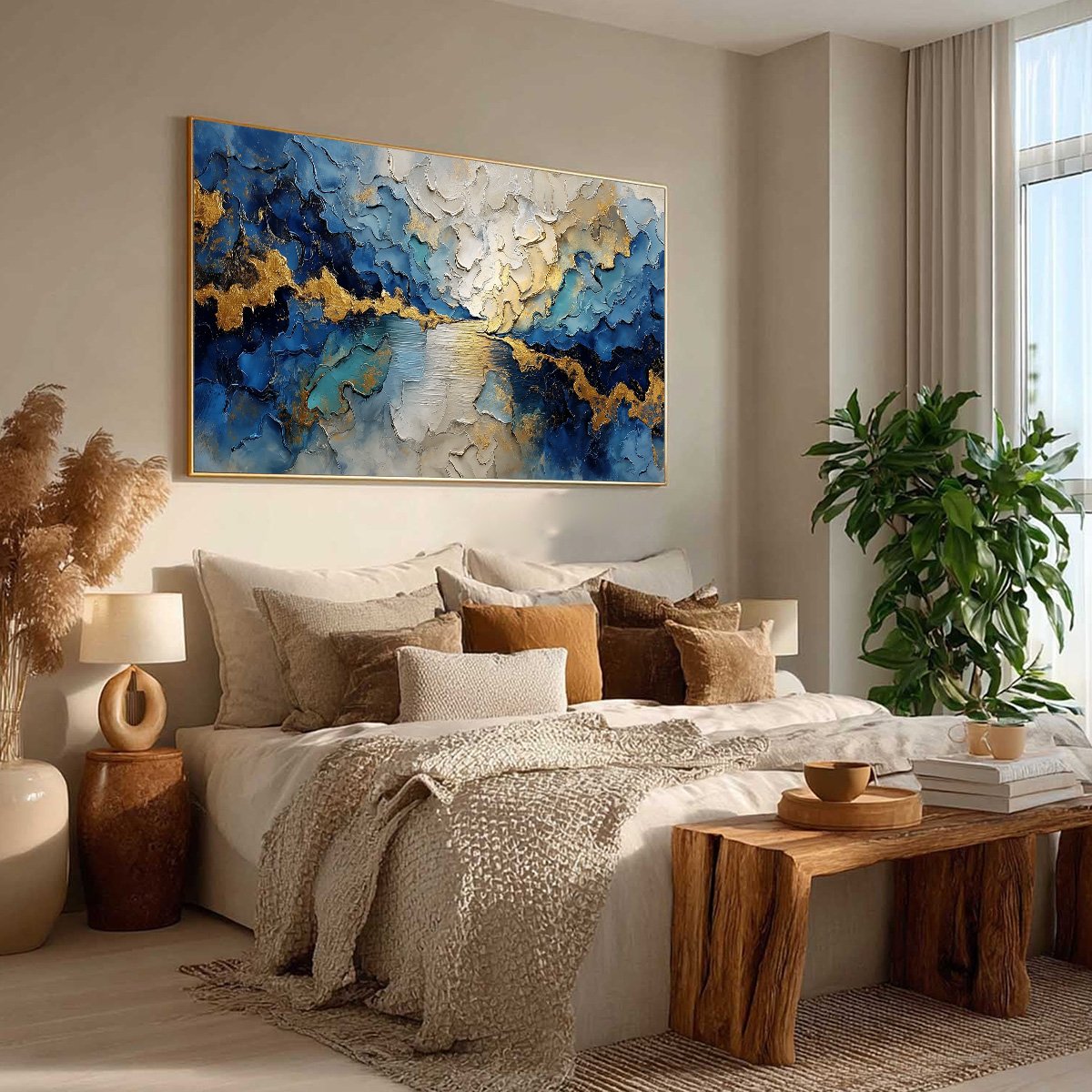 CELESTIAL SHORE: Heavily Textured Abstract Seascape Painting - Image 8