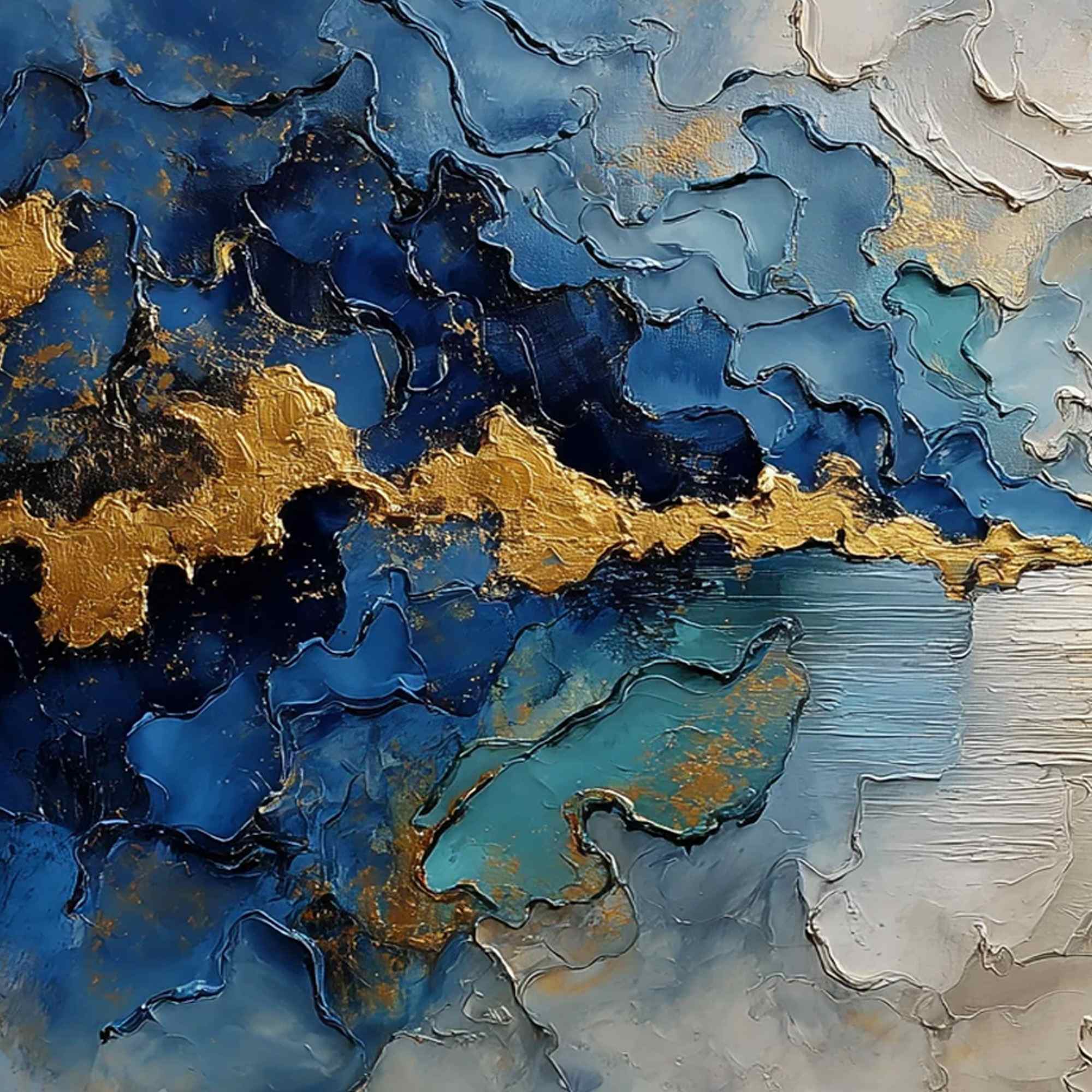 CELESTIAL SHORE: Heavily Textured Abstract Seascape Painting - Image 3
