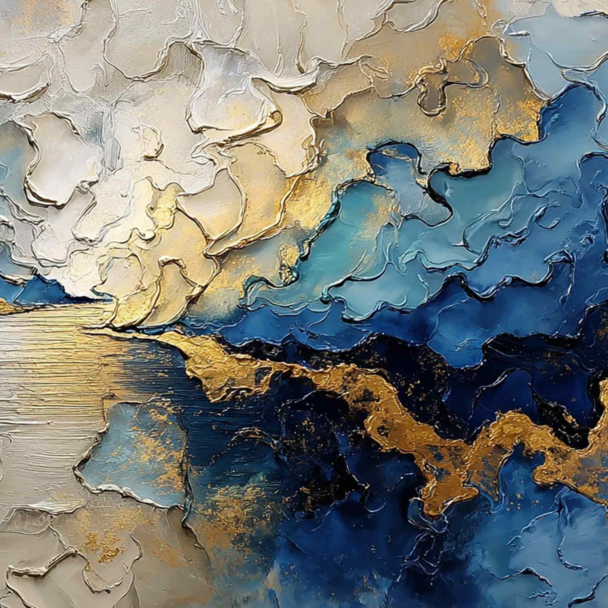 CELESTIAL SHORE: Heavily Textured Abstract Seascape Painting - Image 5