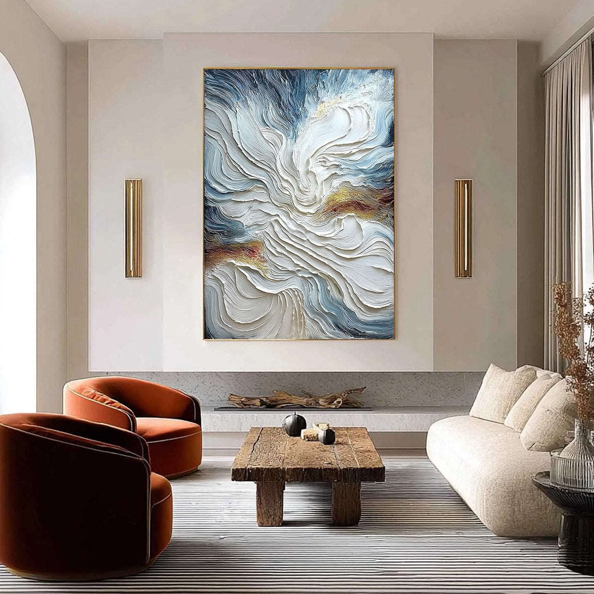 CELESTIAL TIDE: Heavily Textured Abstract Ocean Wave Oil Painting - Image 2
