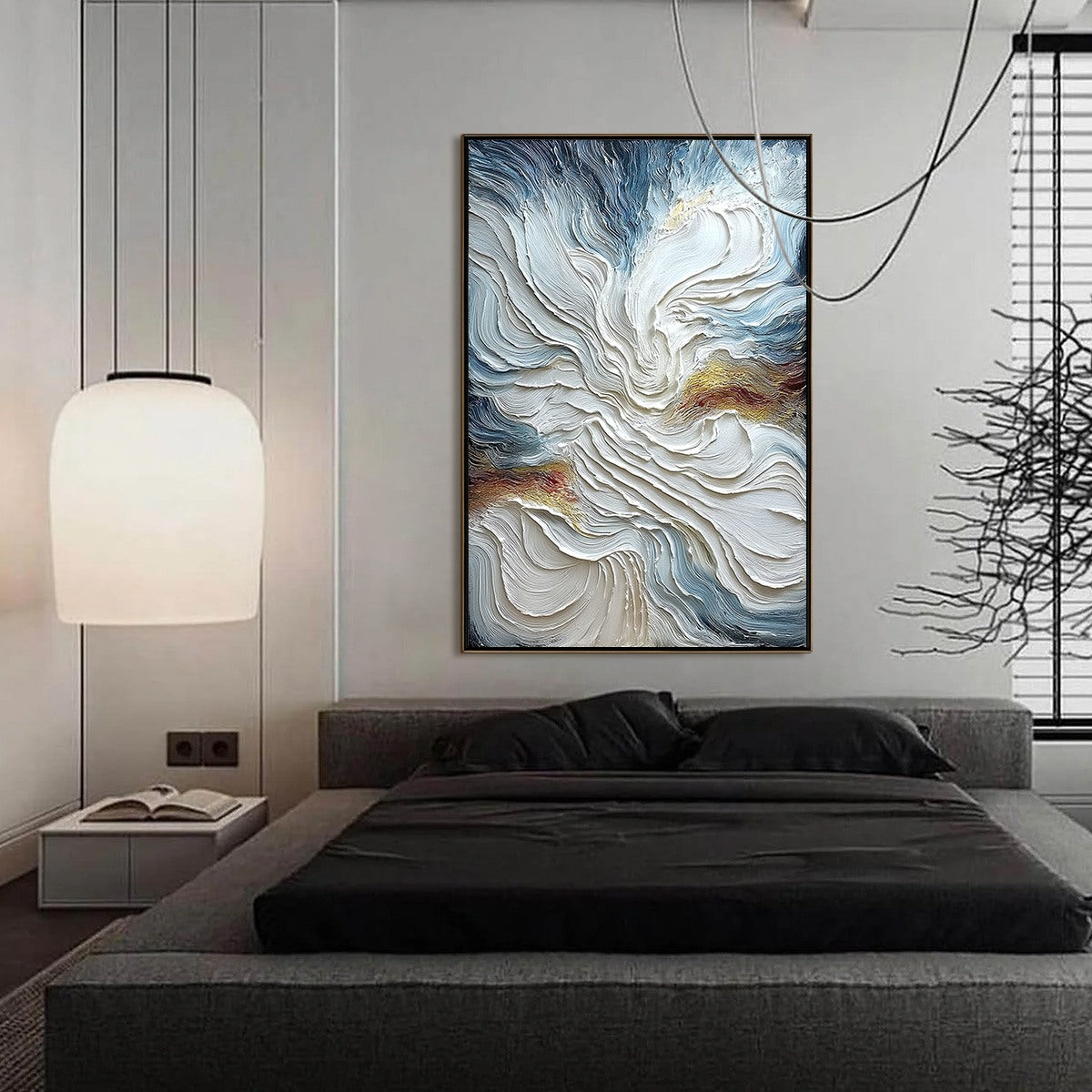 CELESTIAL TIDE: Heavily Textured Abstract Ocean Wave Oil Painting - Image 4
