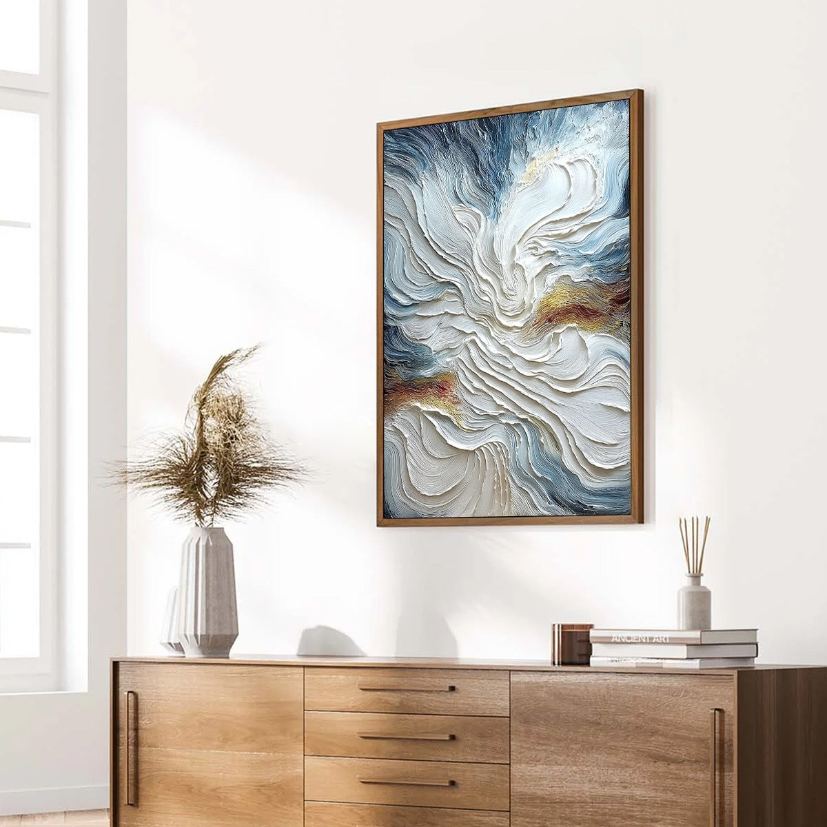 CELESTIAL TIDE: Heavily Textured Abstract Ocean Wave Oil Painting - Image 8