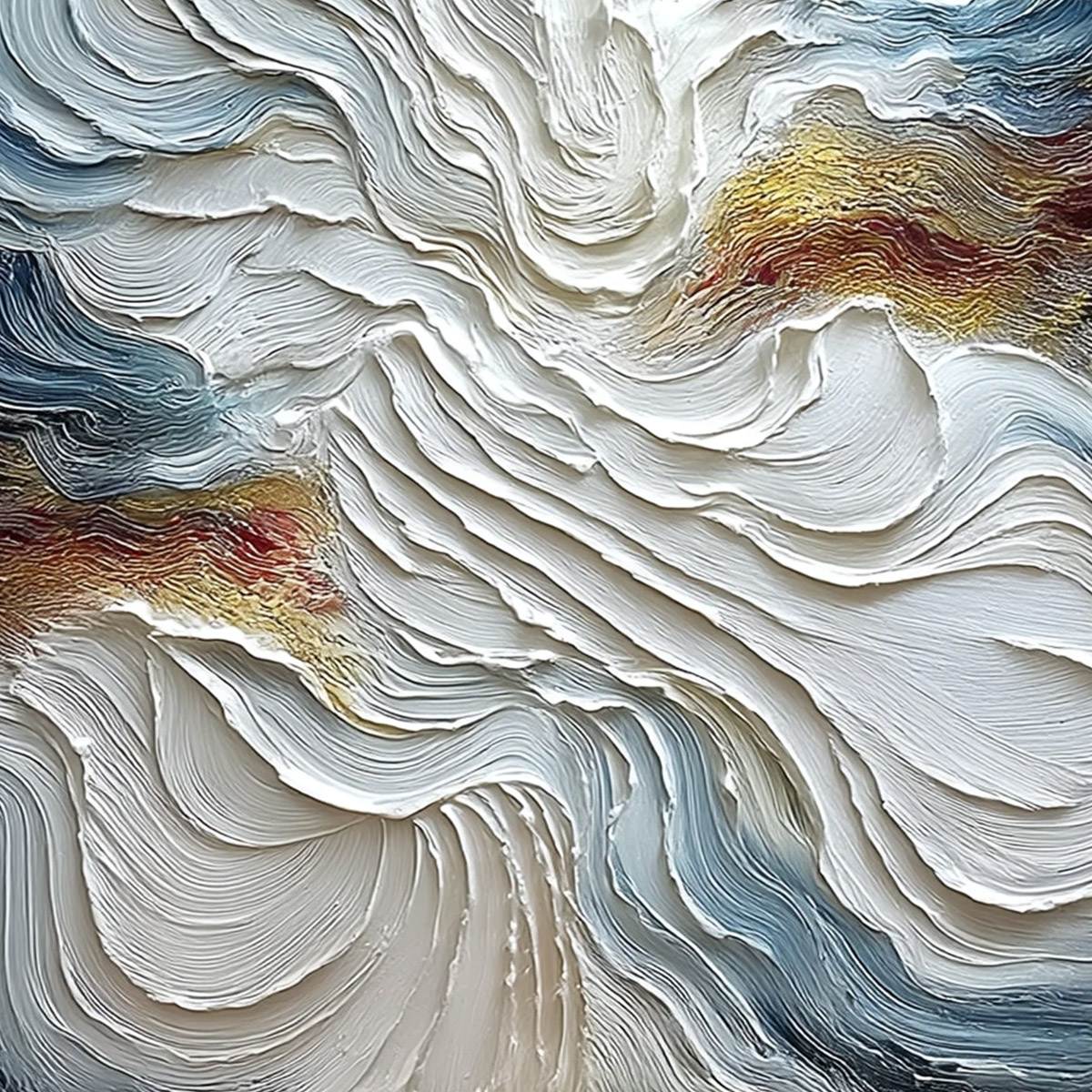 CELESTIAL TIDE: Heavily Textured Abstract Ocean Wave Oil Painting - Image 5