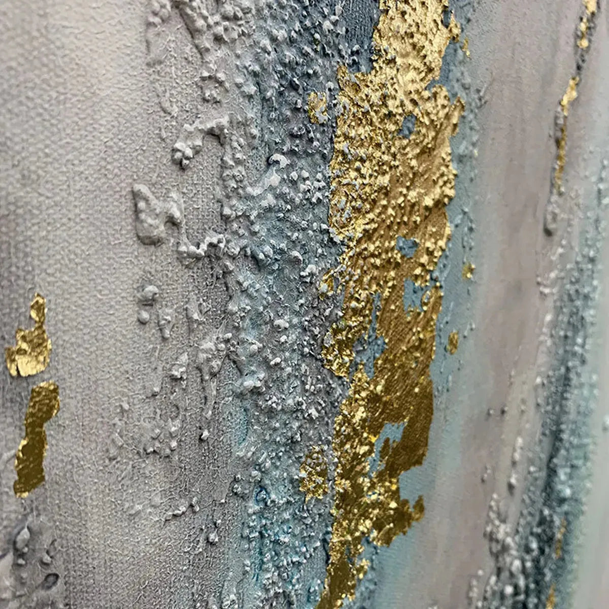 CELESTIAL RIVER: Vertical Abstract Oil Painting with Gold Leaf Accents - Image 3