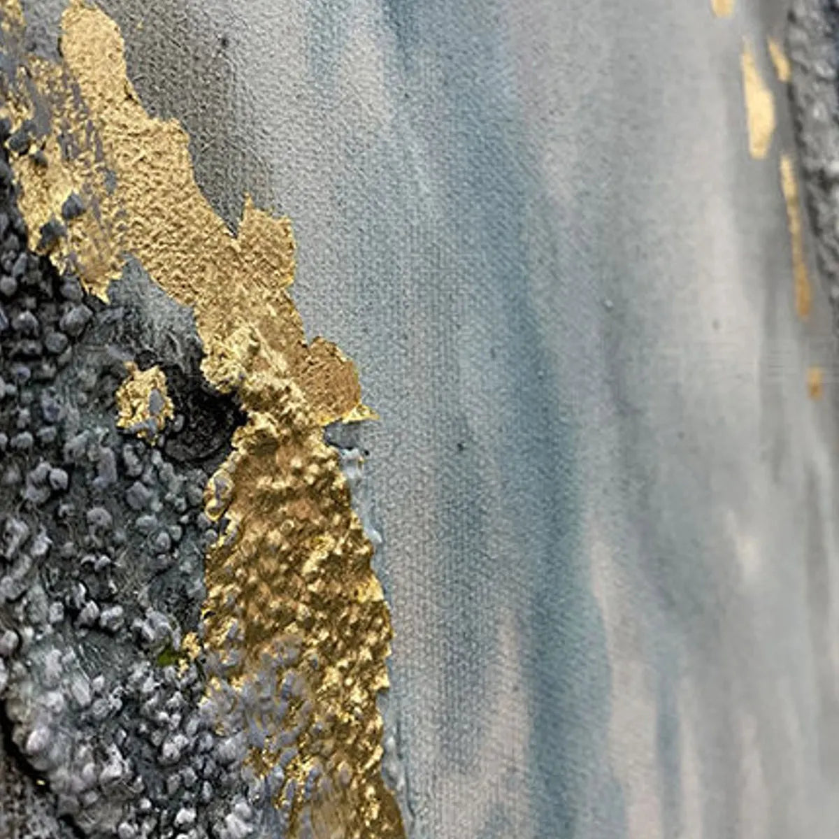 CELESTIAL RIVER: Vertical Abstract Oil Painting with Gold Leaf Accents - Image 6