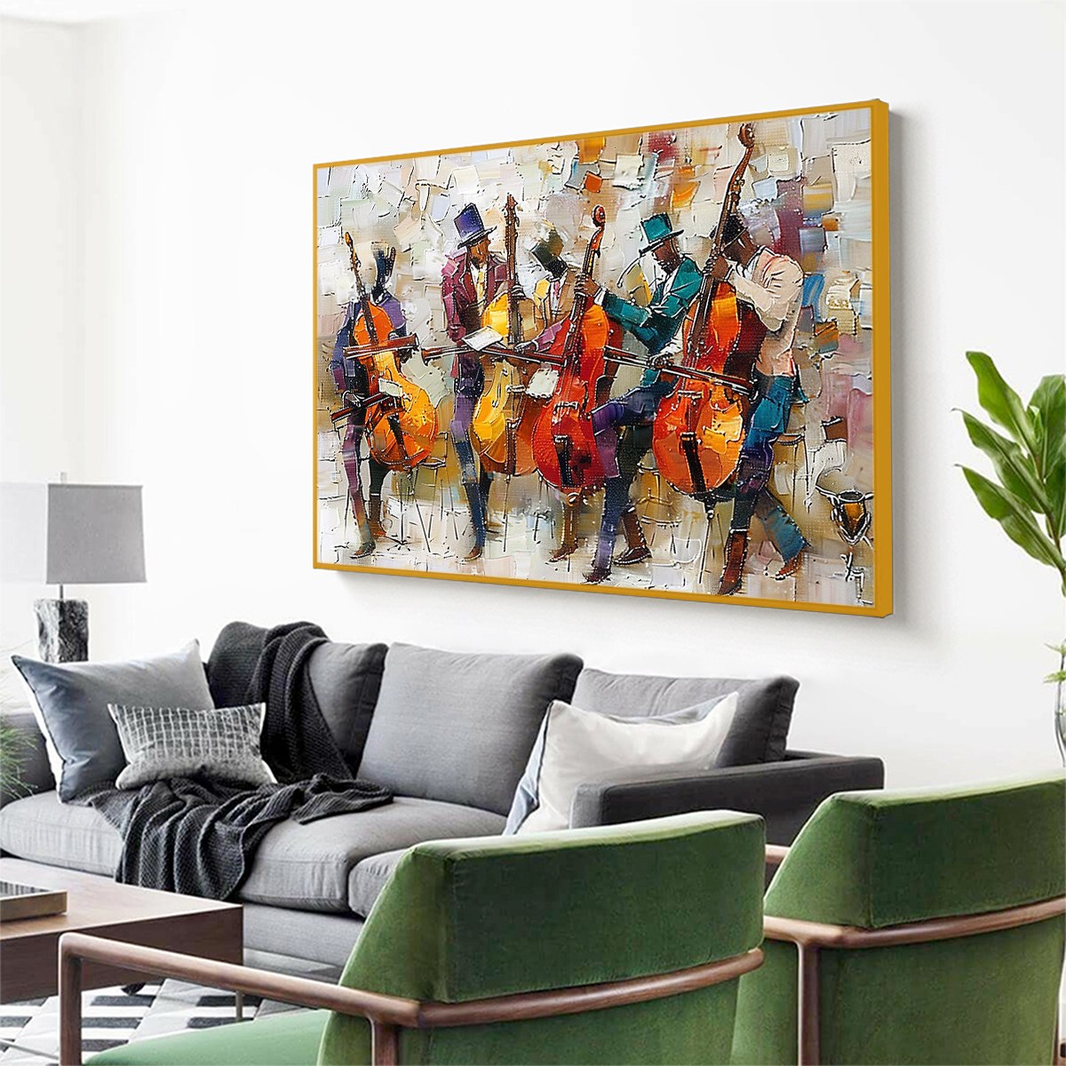 CELLOS IN HARMONY: Textured Musicians Oil Painting - Image 4