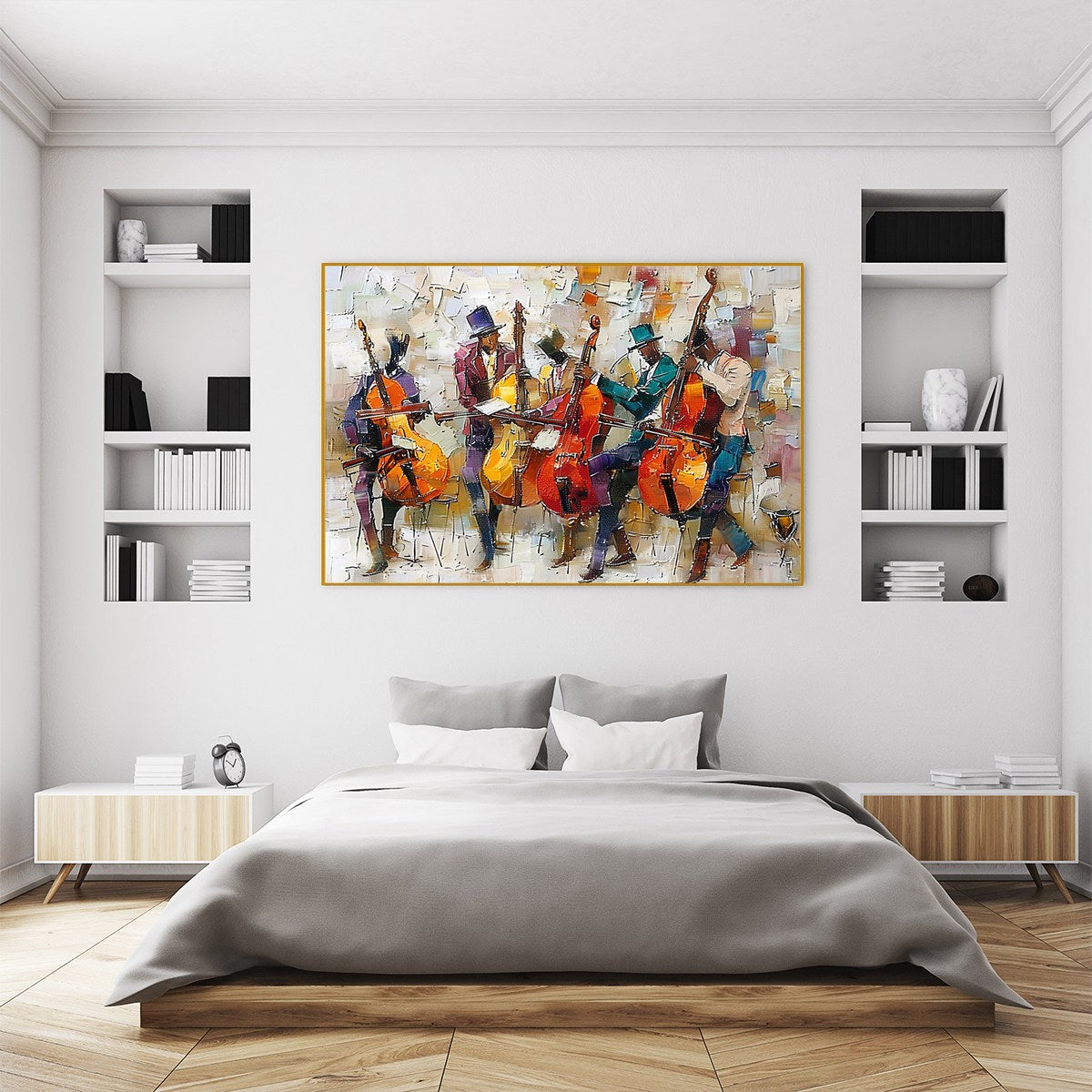 CELLOS IN HARMONY: Textured Musicians Oil Painting - Image 5