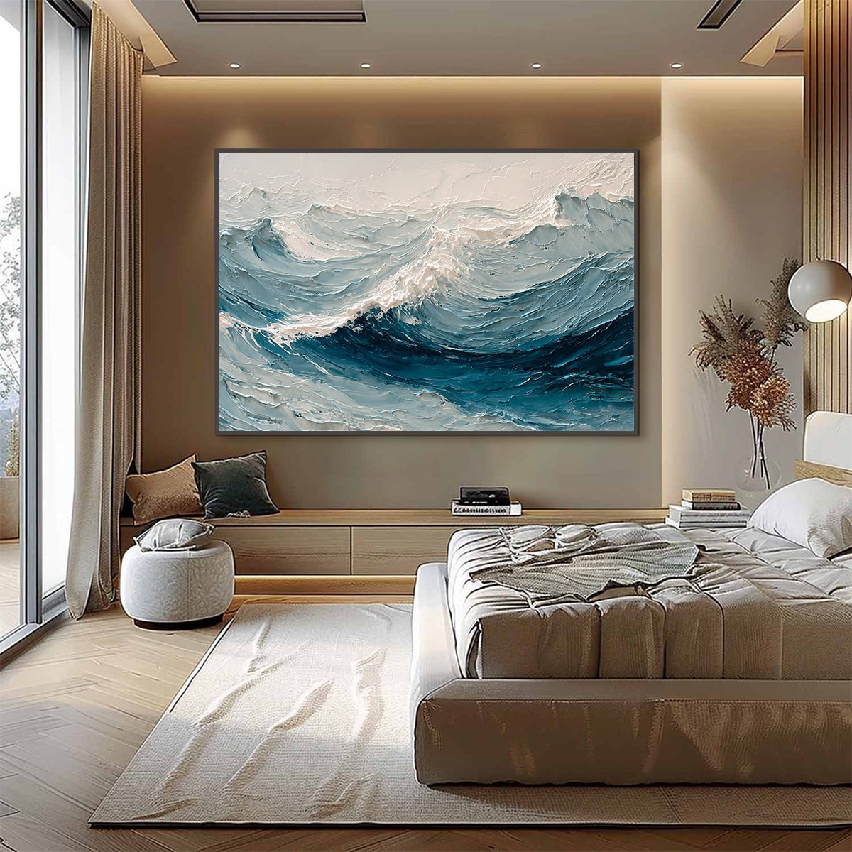 CELTIC SURGE: Textured Impasto Ocean Wave Wall Art - Image 4