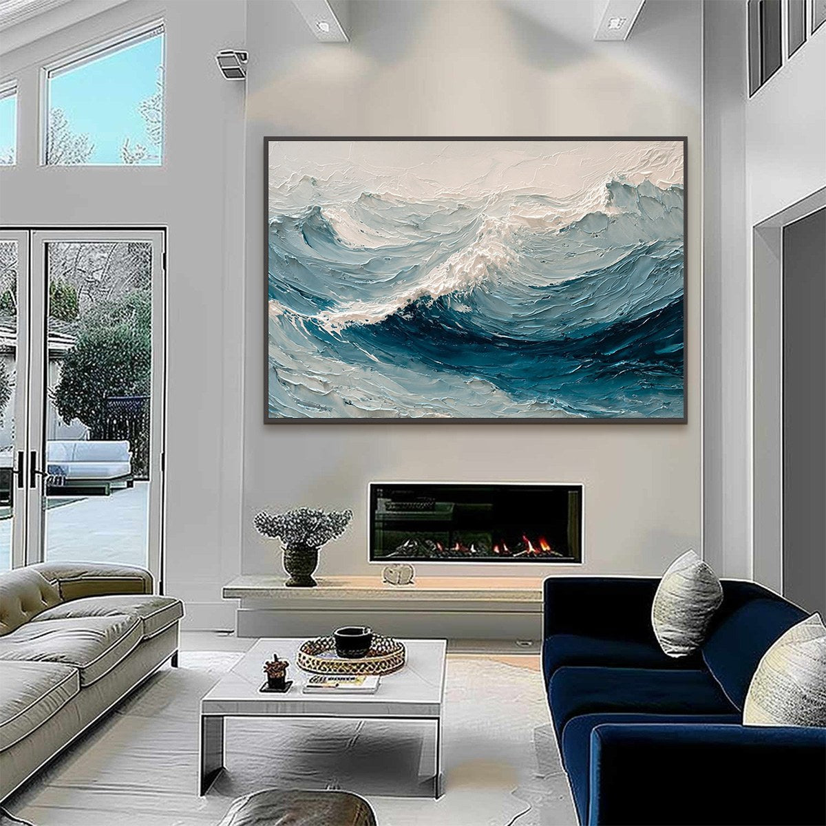 CELTIC SURGE: Textured Impasto Ocean Wave Wall Art - Image 6