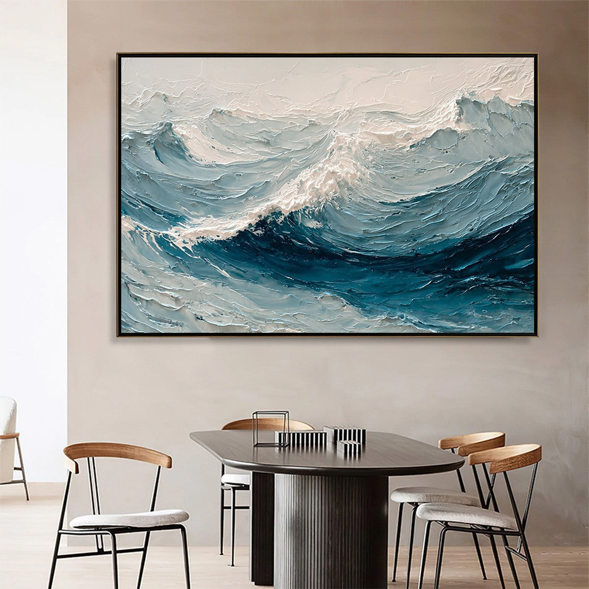 CELTIC SURGE: Textured Impasto Ocean Wave Wall Art - Image 2