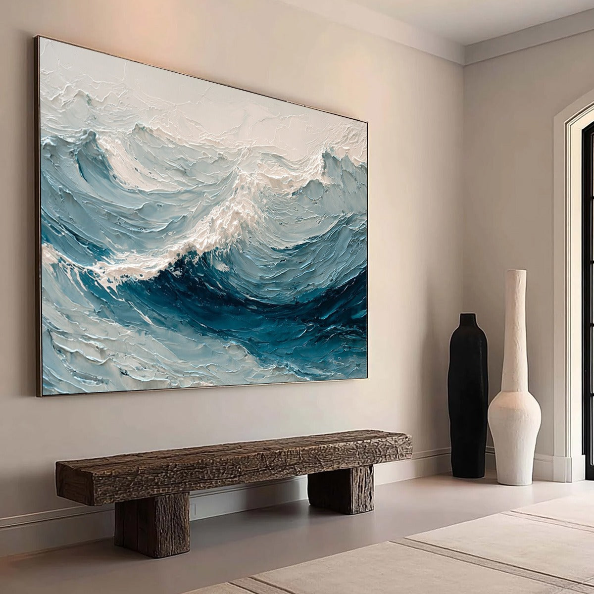 CELTIC SURGE: Textured Impasto Ocean Wave Wall Art - Image 7