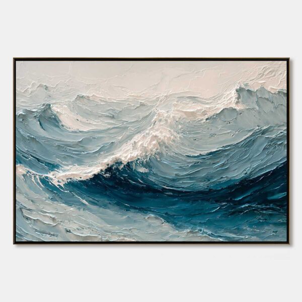 CELTIC SURGE: Textured Impasto Ocean Wave Wall Art