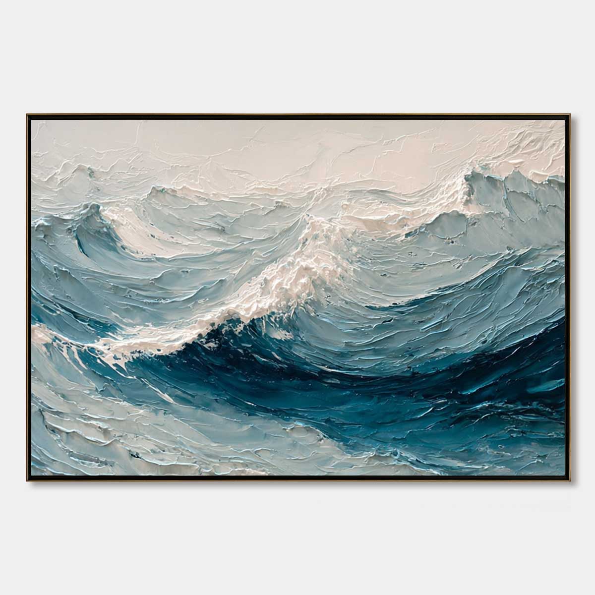 CELTIC SURGE: Textured Impasto Ocean Wave Wall Art