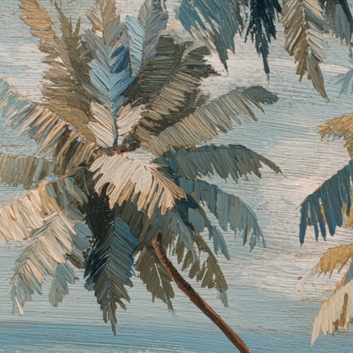CERULEAN SHORE: Textured Impasto Palm Tree Beach Painting - Image 5