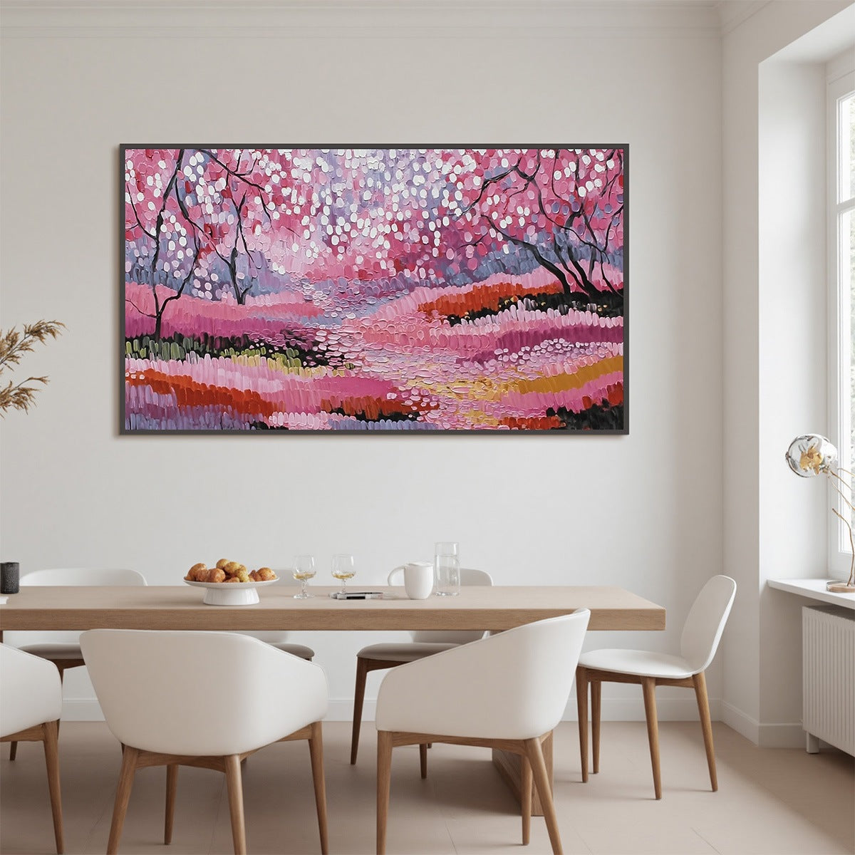 CHERRY BLOSSOM PATH: Textured Impasto Landscape Oil Painting - Image 7