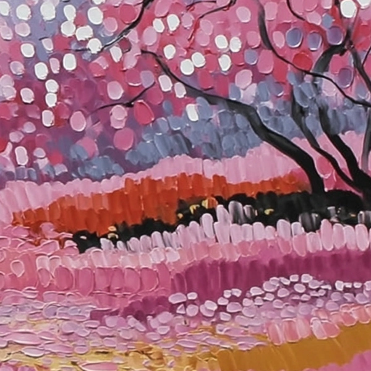 CHERRY BLOSSOM PATH: Textured Impasto Landscape Oil Painting - Image 6