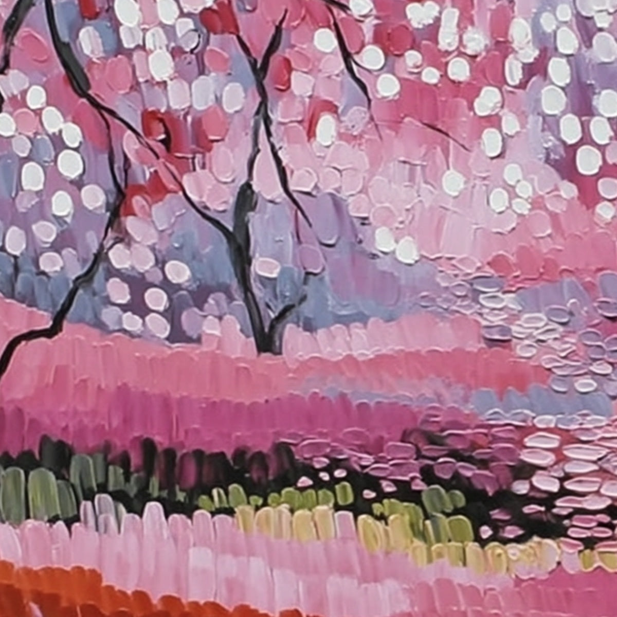 CHERRY BLOSSOM PATH: Textured Impasto Landscape Oil Painting - Image 8