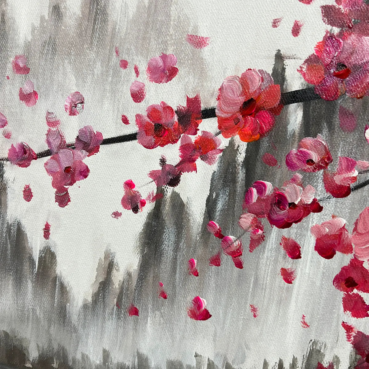 CHERRY BLOSSOM SERENITY: Horizontal Cherry Blossom Landscape Painting - Image 6