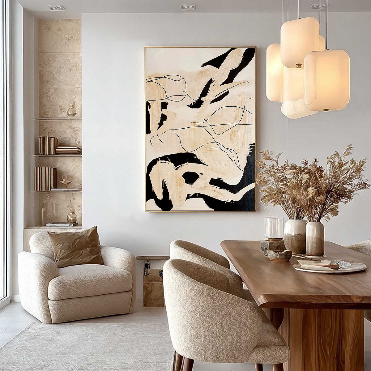 CHOREOGRAPHY | Black and Beige Abstract Oil Painting for Wall - Image 4