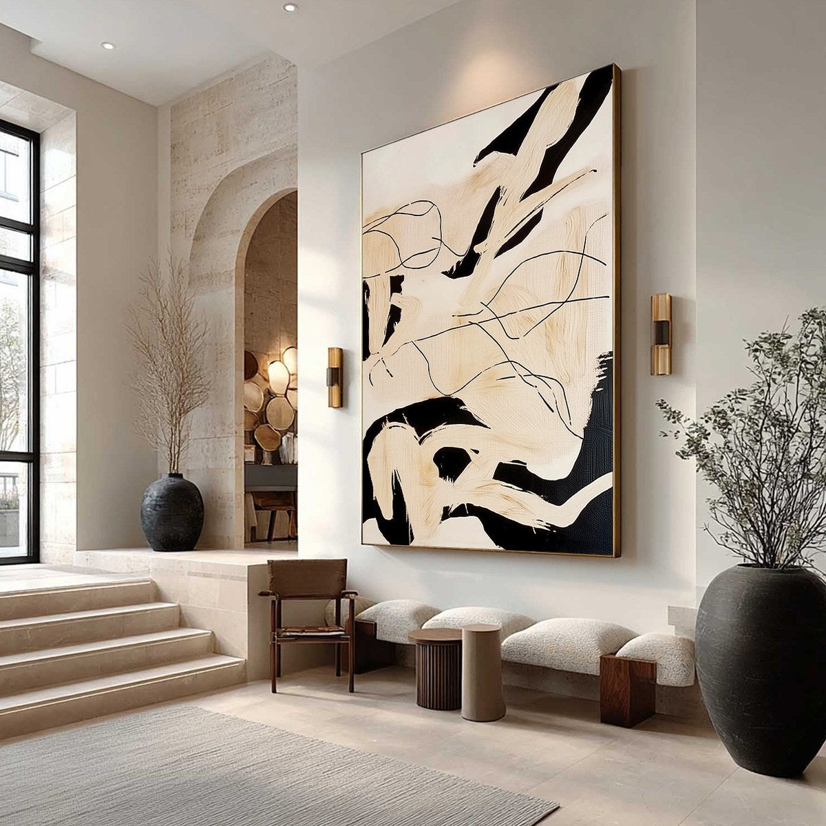 CHOREOGRAPHY | Black and Beige Abstract Oil Painting for Wall - Image 7