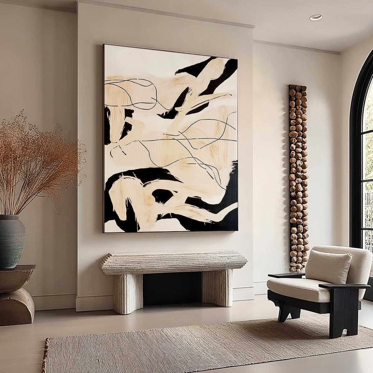 CHOREOGRAPHY | Black and Beige Abstract Oil Painting for Wall - Image 8