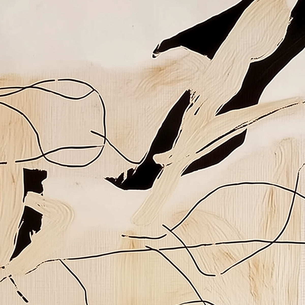 CHOREOGRAPHY | Black and Beige Abstract Oil Painting for Wall - Image 3
