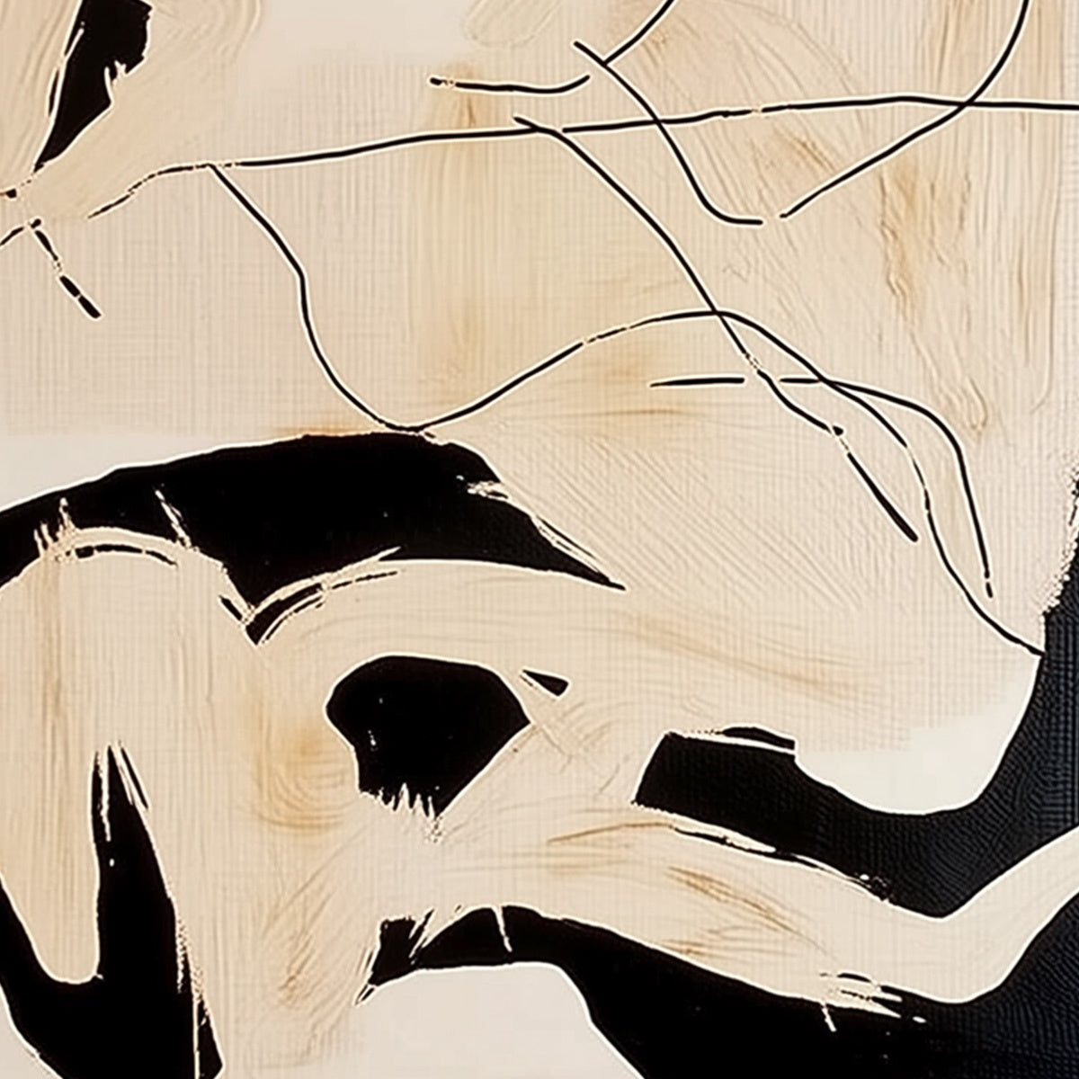 CHOREOGRAPHY | Black and Beige Abstract Oil Painting for Wall - Image 5