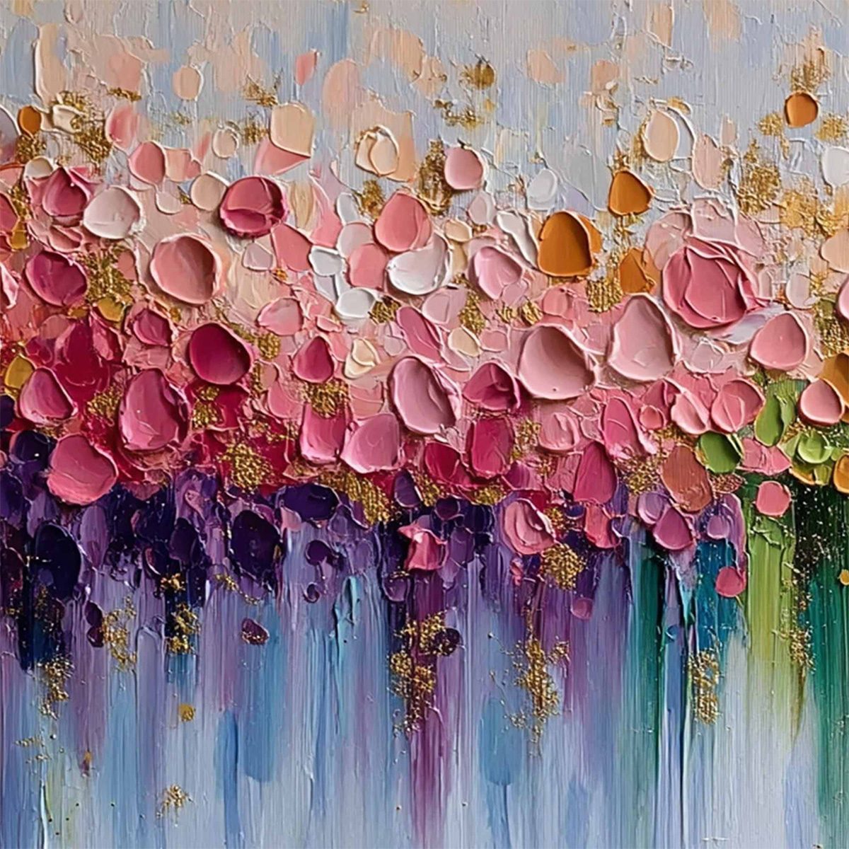 CHROMATIC BLOOM: Colorful Abstract Floral Impasto Palette Knife Painting - Image 5
