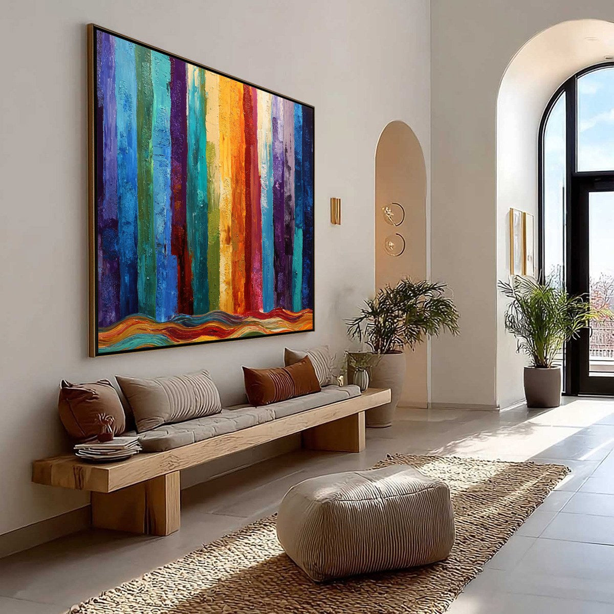 CHROMATIC CASCADE: Large Colorful Abstract Impasto Oil Painting - Image 7
