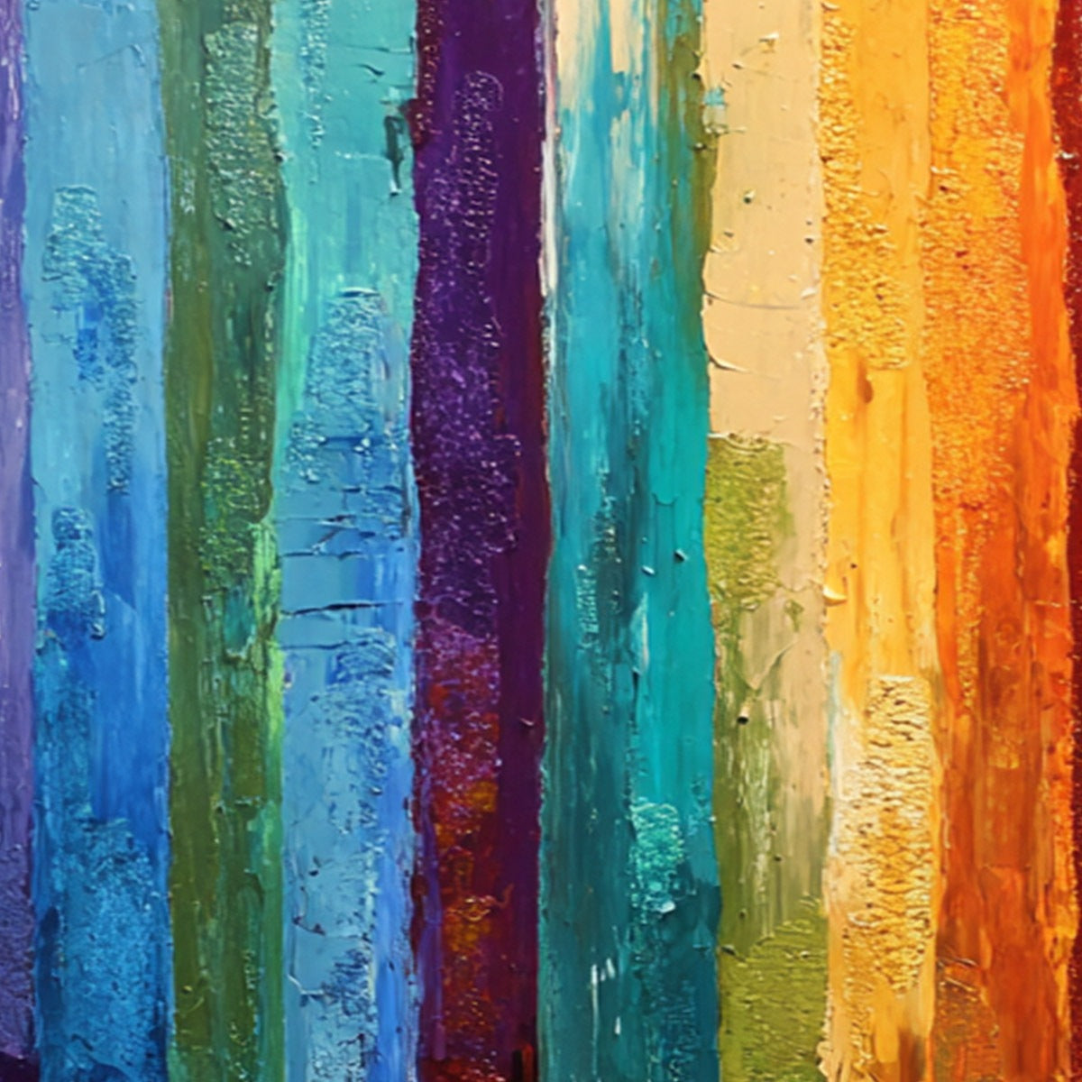 CHROMATIC CASCADE: Large Colorful Abstract Impasto Oil Painting - Image 5