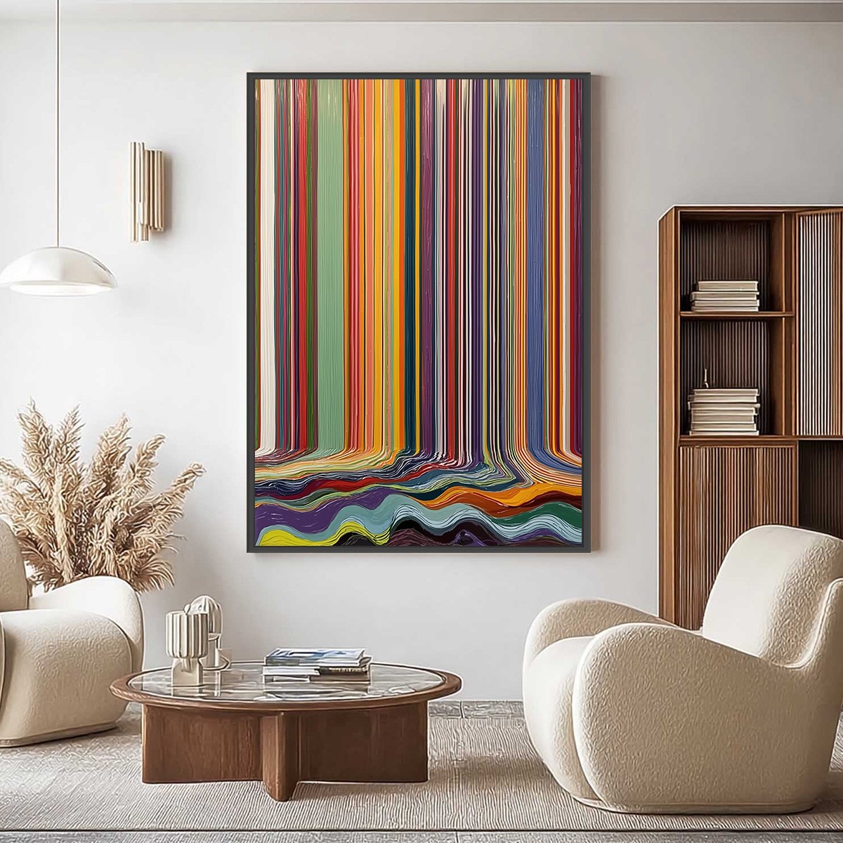 CHROMATIC CASCADE: Vibrant Textured Vertical Abstract Color Painting - Image 2