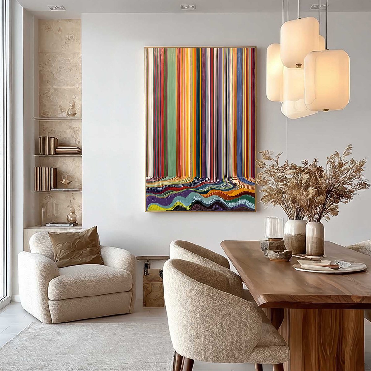 CHROMATIC CASCADE: Vibrant Textured Vertical Abstract Color Painting - Image 4