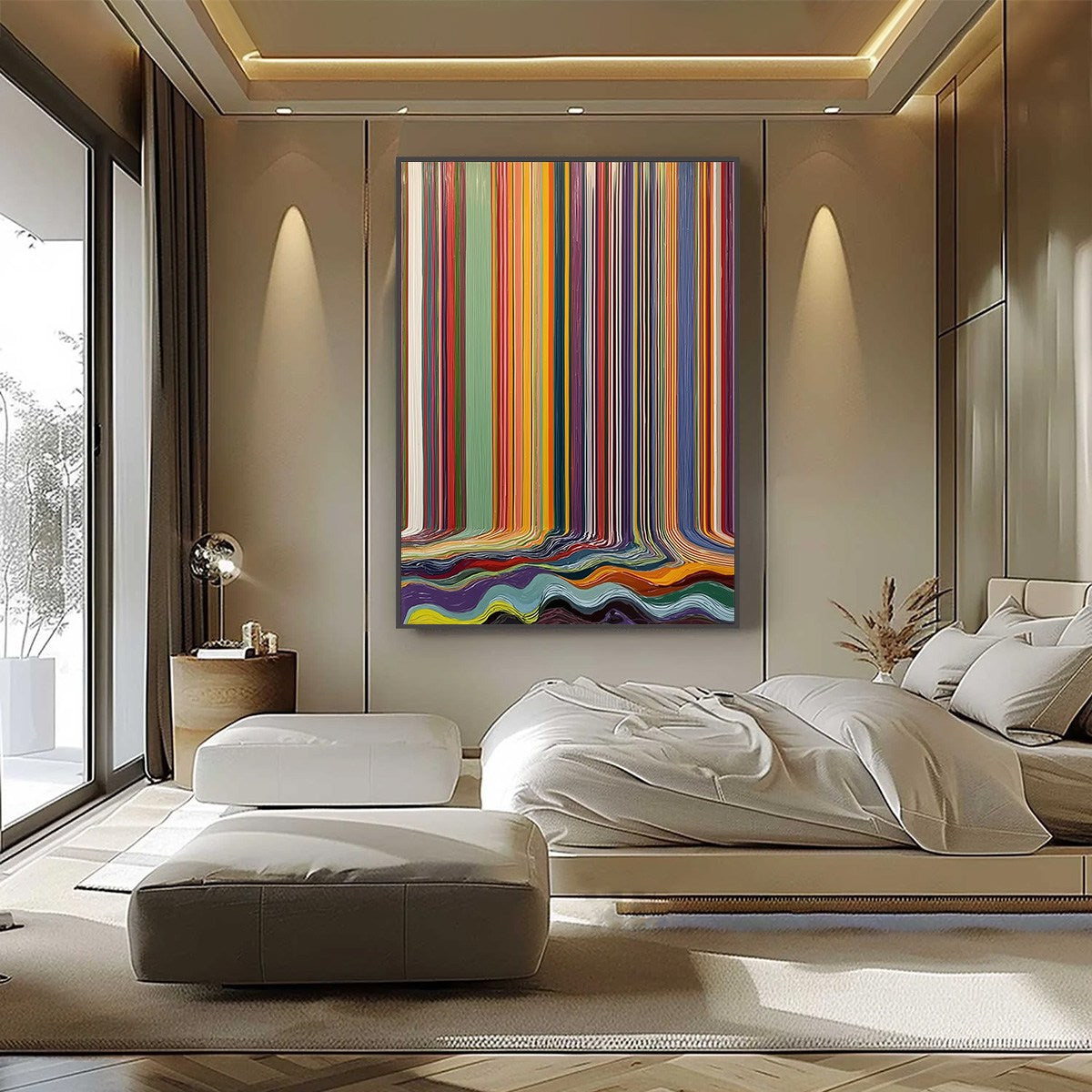 CHROMATIC CASCADE: Vibrant Textured Vertical Abstract Color Painting - Image 6