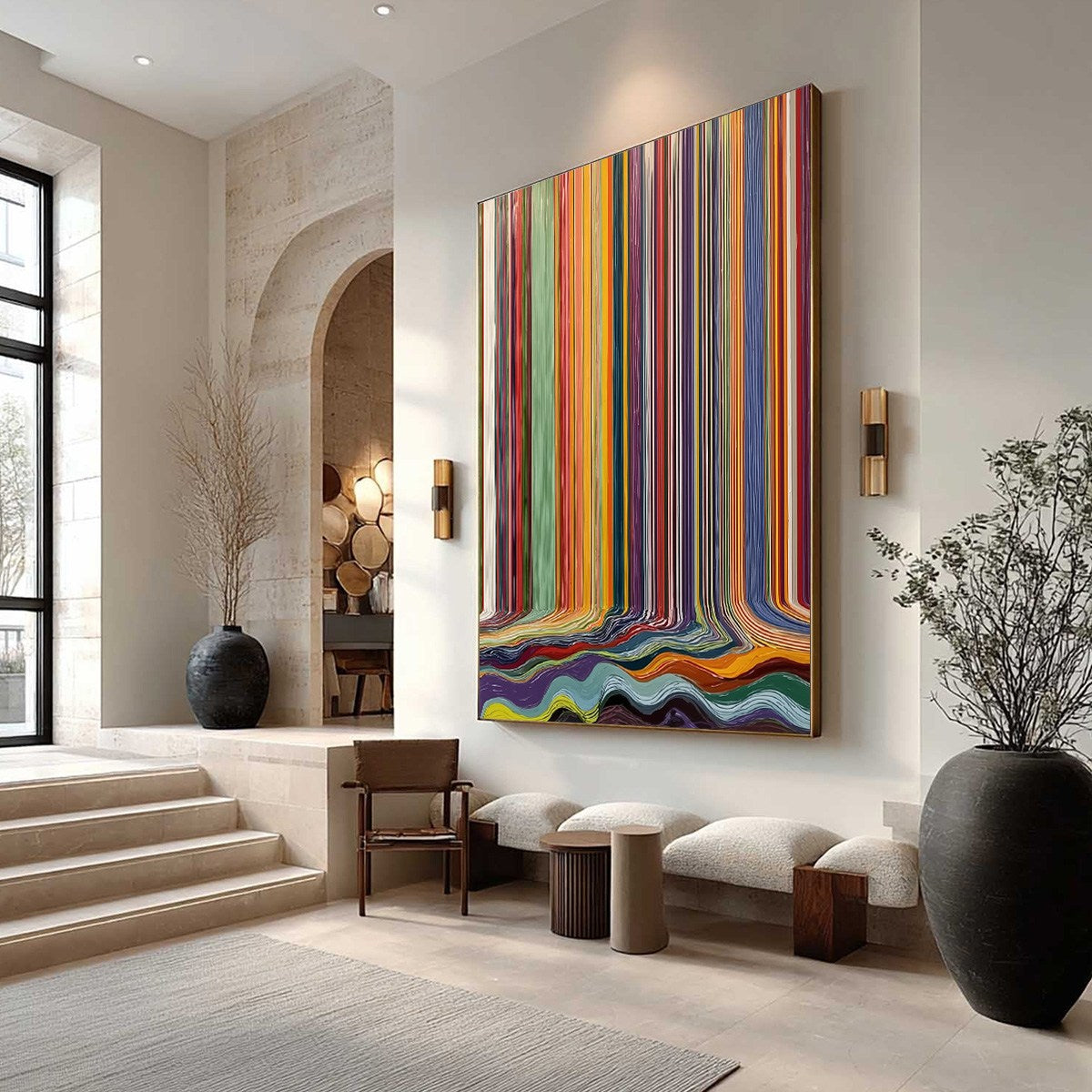 CHROMATIC CASCADE: Vibrant Textured Vertical Abstract Color Painting - Image 7