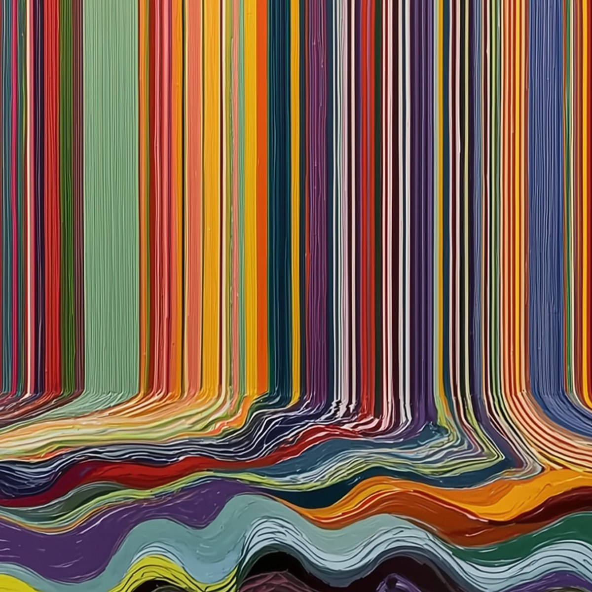 CHROMATIC CASCADE: Vibrant Textured Vertical Abstract Color Painting - Image 5