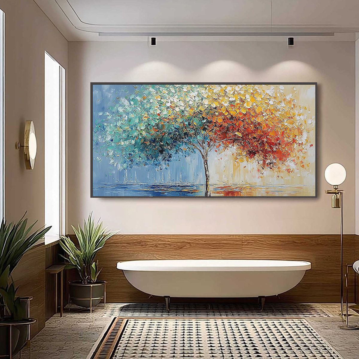 CHROMATIC EMBRACE: Heavily Textured Palette Knife Tree Landscape Painting - Image 6