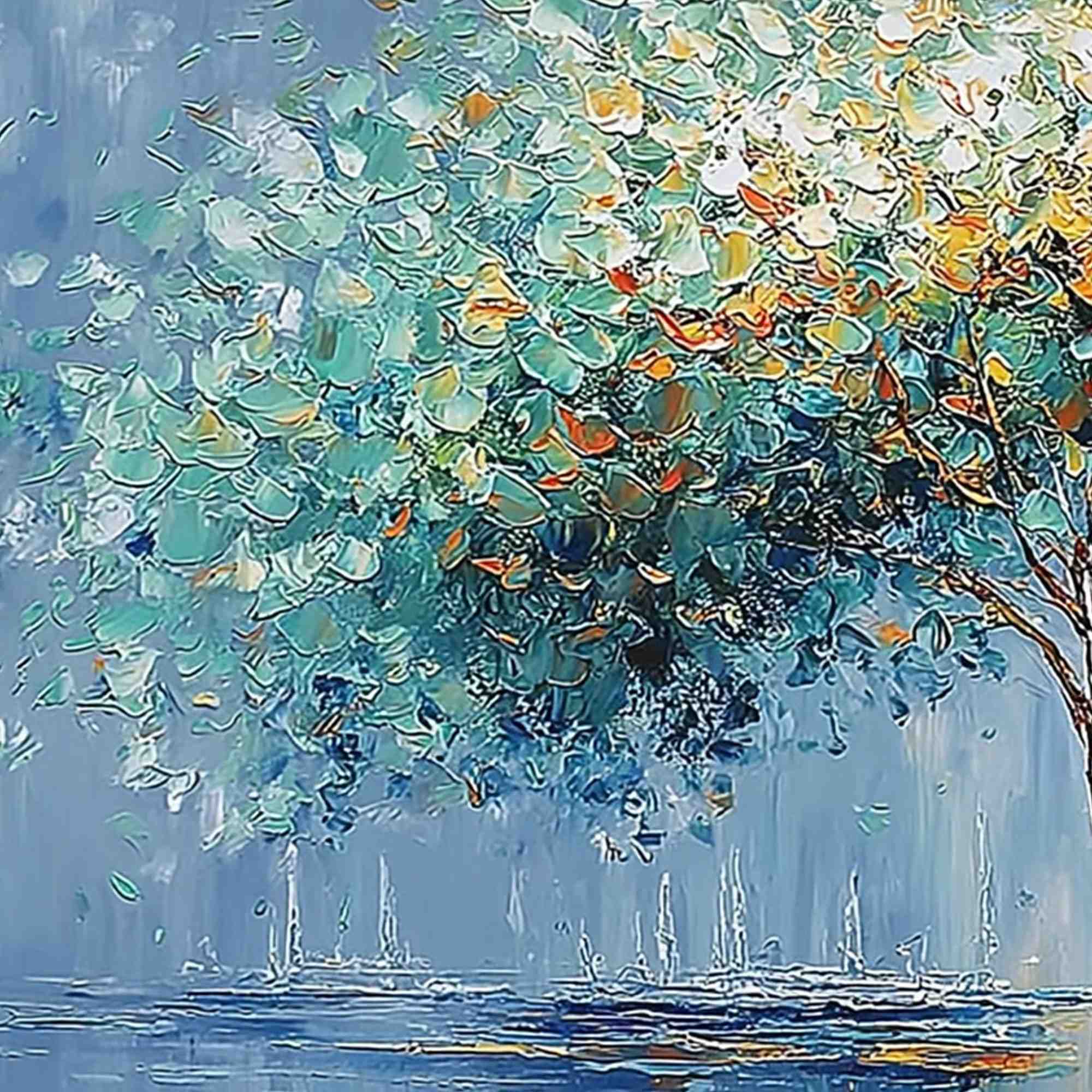 CHROMATIC EMBRACE: Heavily Textured Palette Knife Tree Landscape Painting - Image 3