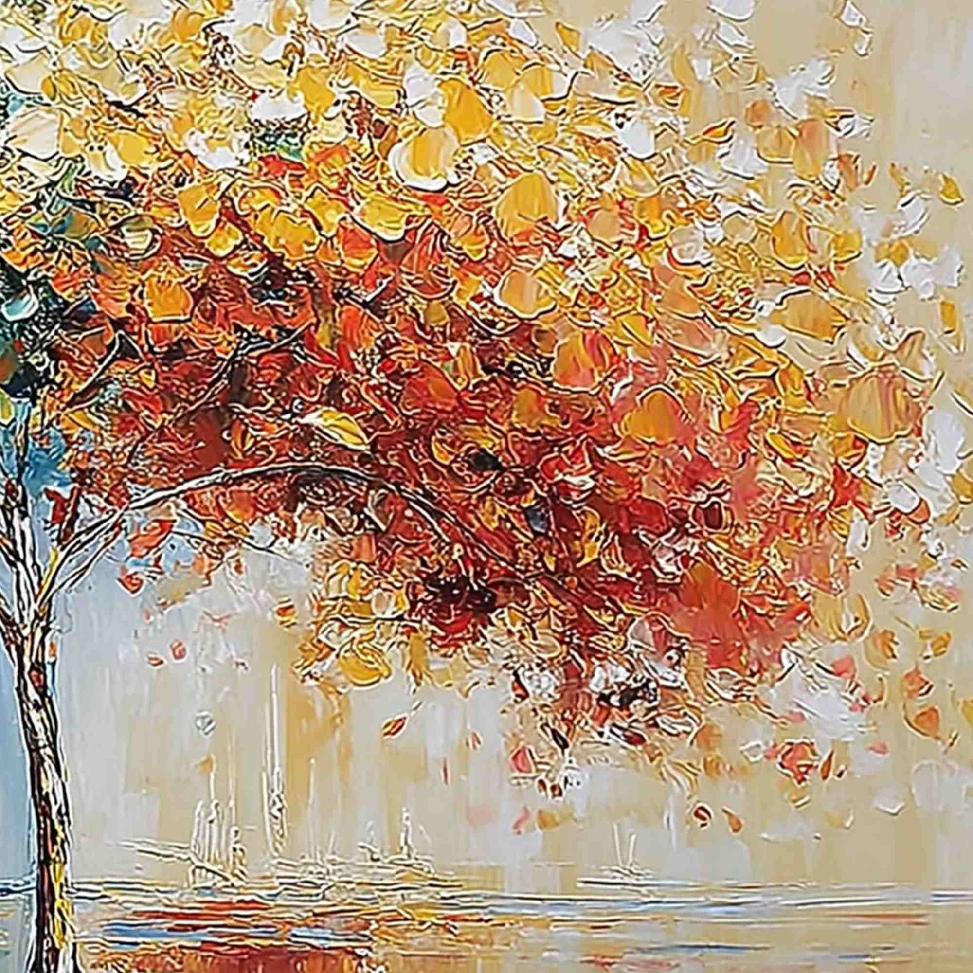 CHROMATIC EMBRACE: Heavily Textured Palette Knife Tree Landscape Painting - Image 5