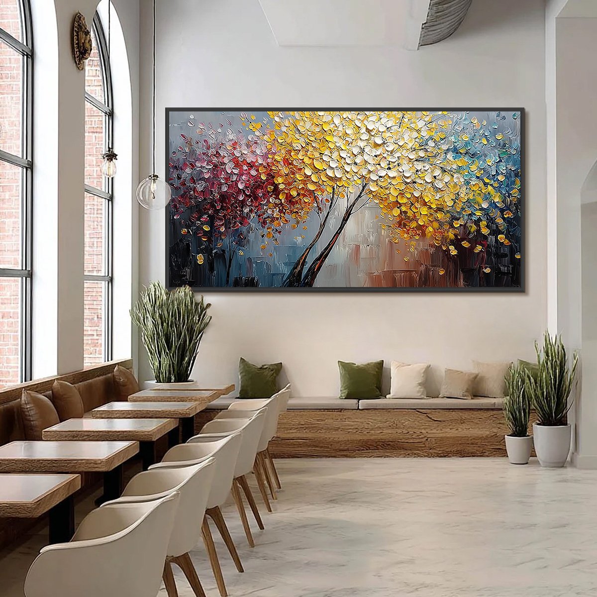 CHROMATIC EMBRACE: Textured Palette Knife Tree Painting, Colorful Impasto Wall Art - Image 6