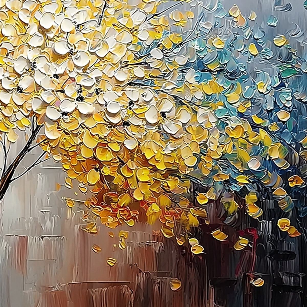 CHROMATIC EMBRACE: Textured Palette Knife Tree Painting, Colorful Impasto Wall Art - Image 5