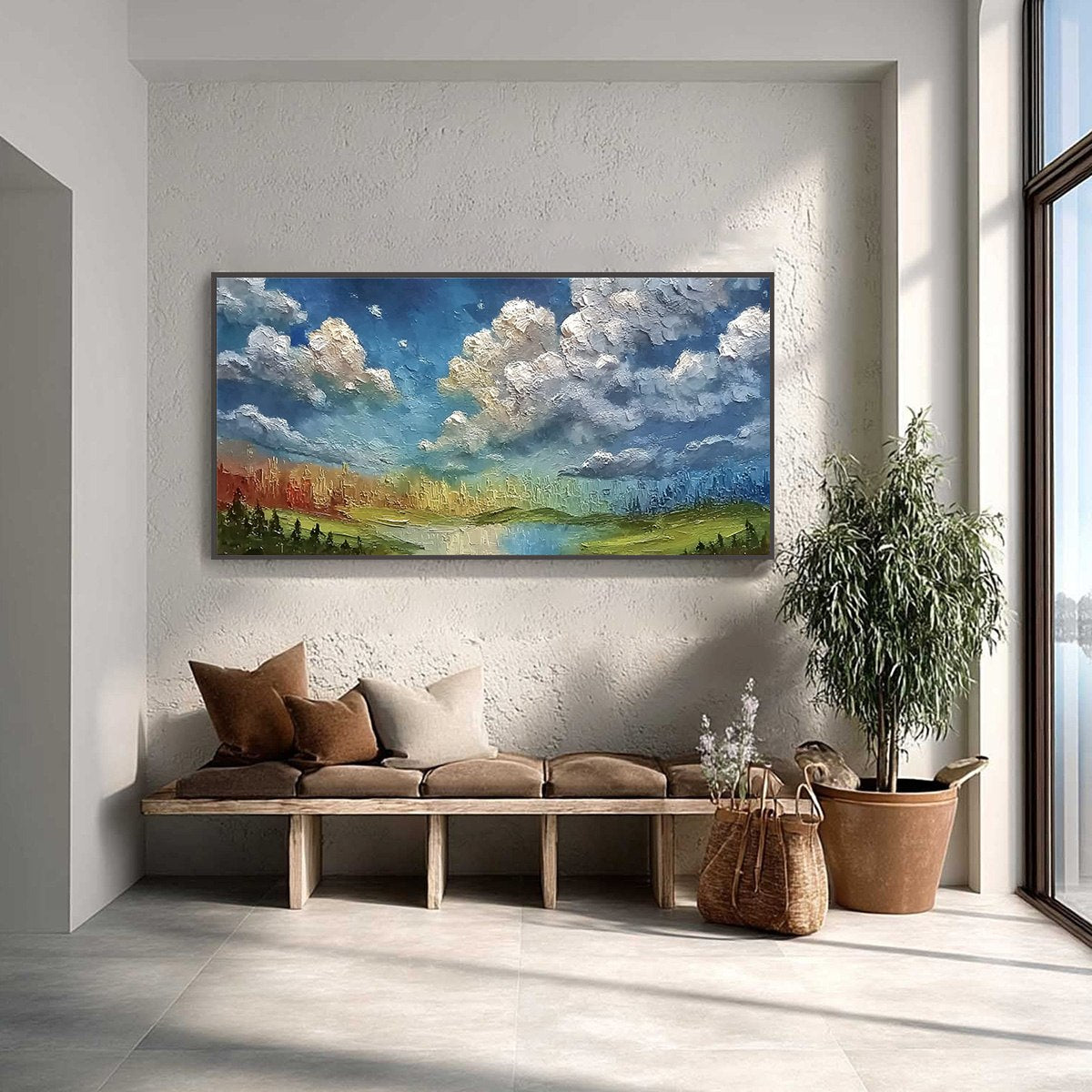 CHROMATIC HORIZON: Large Textured Abstract Cityscape Landscape Painting - Image 4
