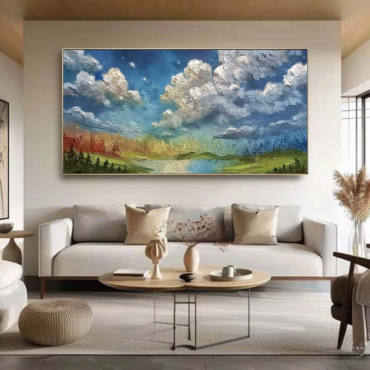 CHROMATIC HORIZON: Large Textured Abstract Cityscape Landscape Painting - Image 2