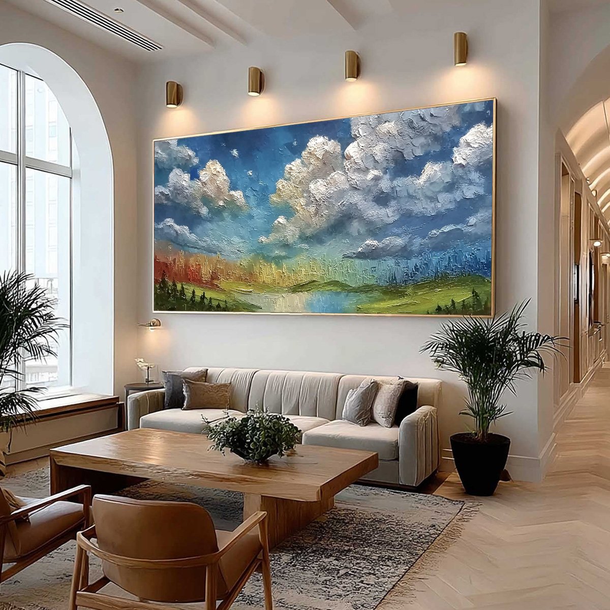CHROMATIC HORIZON: Large Textured Abstract Cityscape Landscape Painting - Image 7